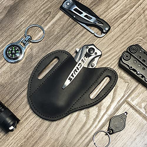 Gentlestache Leather Knife Sheaths for Belt,Folding Knife Belt Sheath, Leather Pocket Knife Sheath, Knife Holster Belt for Folding Knife, Black… - Image 2