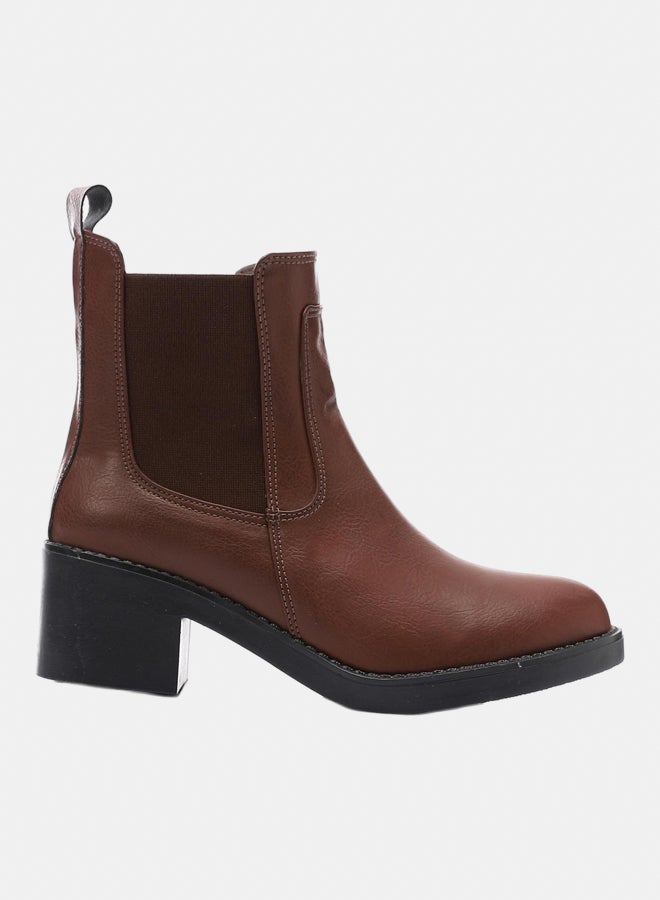 Leather Ankle Boot - Brown 5CM