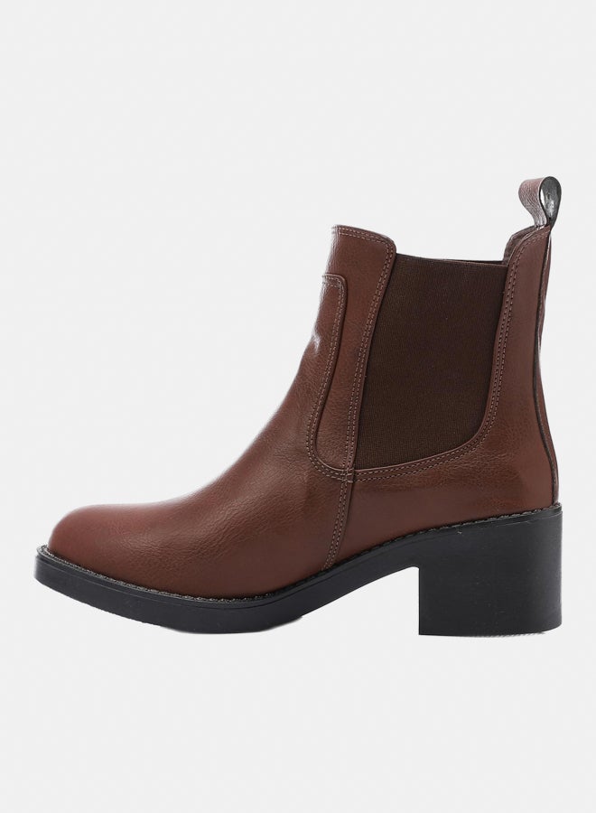 Leather Ankle Boot - Brown 5CM