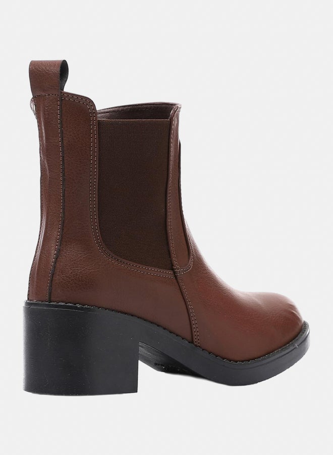 Leather Ankle Boot - Brown 5CM
