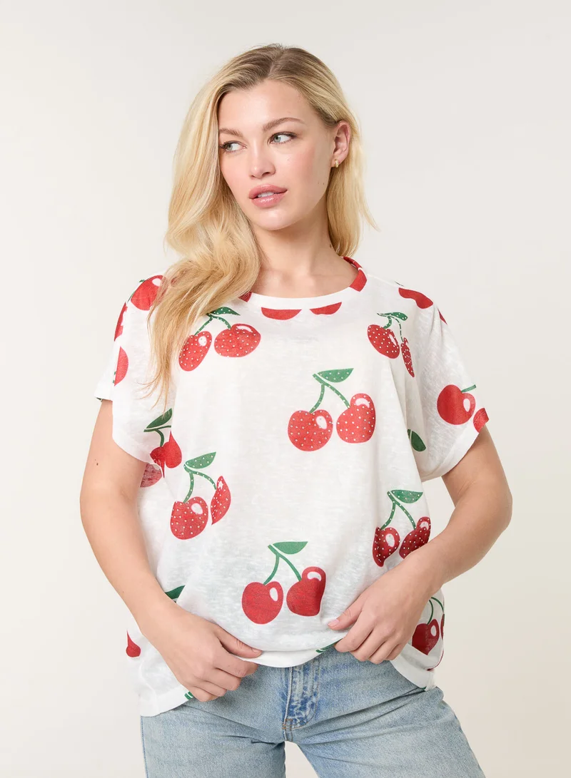 بلو فانيلا بلوزة كرز كبيرة الحجم