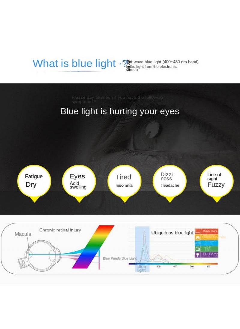Generic - Ultralight anti-blue light glasses Fashion large frame goggles Black C1 - Image 1
