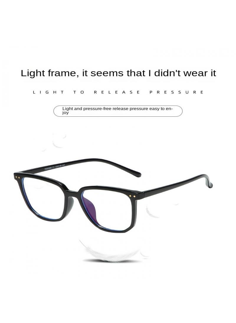 Generic - Ultralight anti-blue light glasses Fashion large frame goggles Black C1 - Image 1
