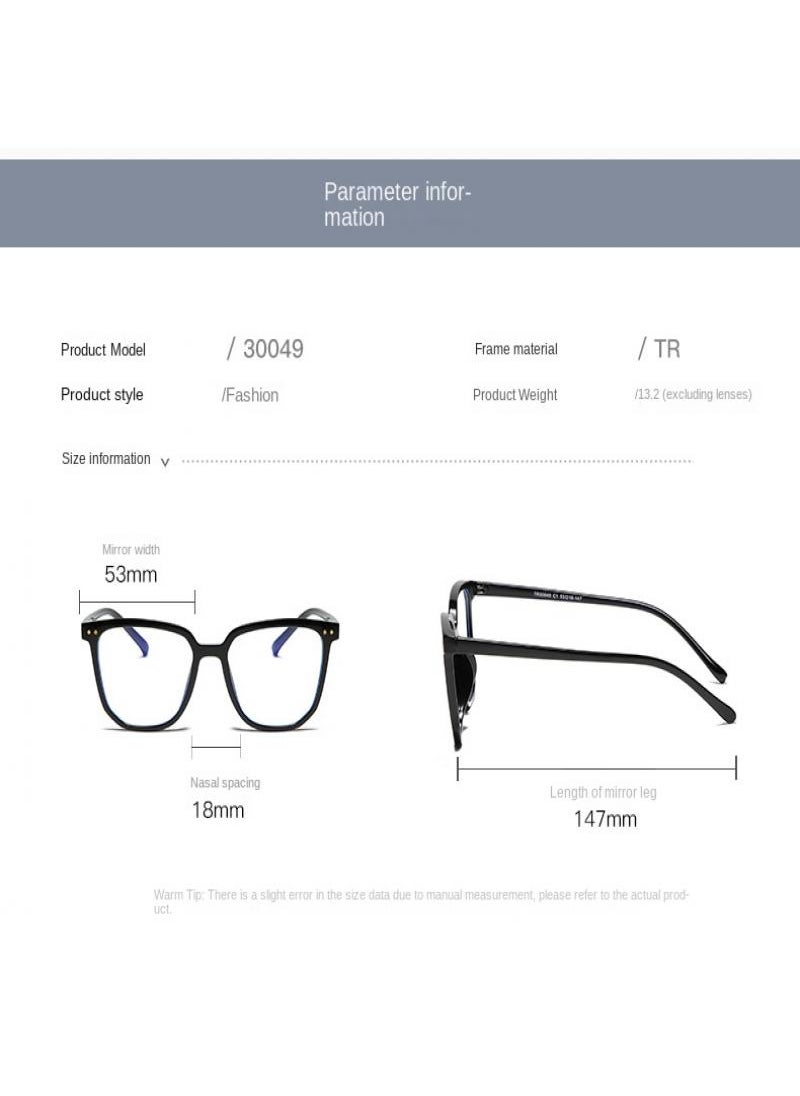 Generic - Ultralight anti-blue light glasses Fashion large frame goggles Black C1 - Image 1