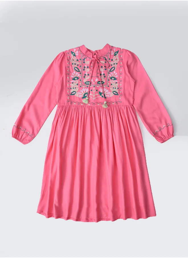 BELLA MODA Embroidered Poplin Dress