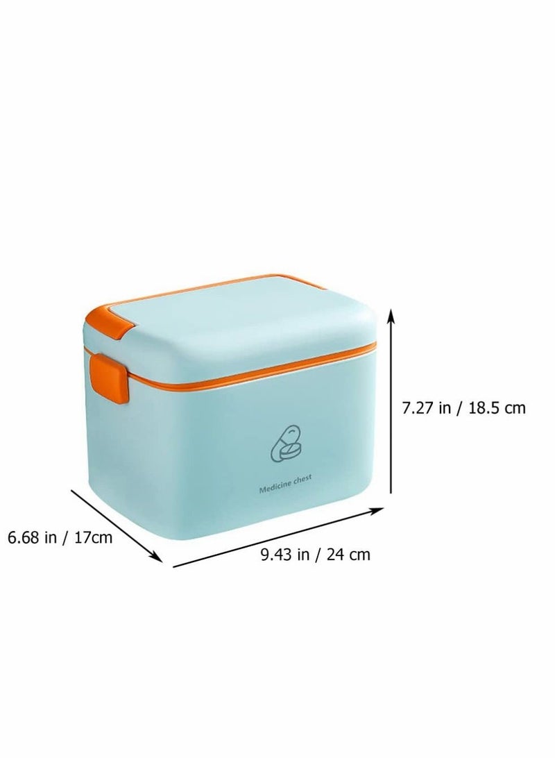 SYOSI Family Medicine Storage Box Household Lockable Medication Box Multi Layer Family First Aid Box Medicine Organizer Sundries Container for Home Office S Light Blue  - Image 4