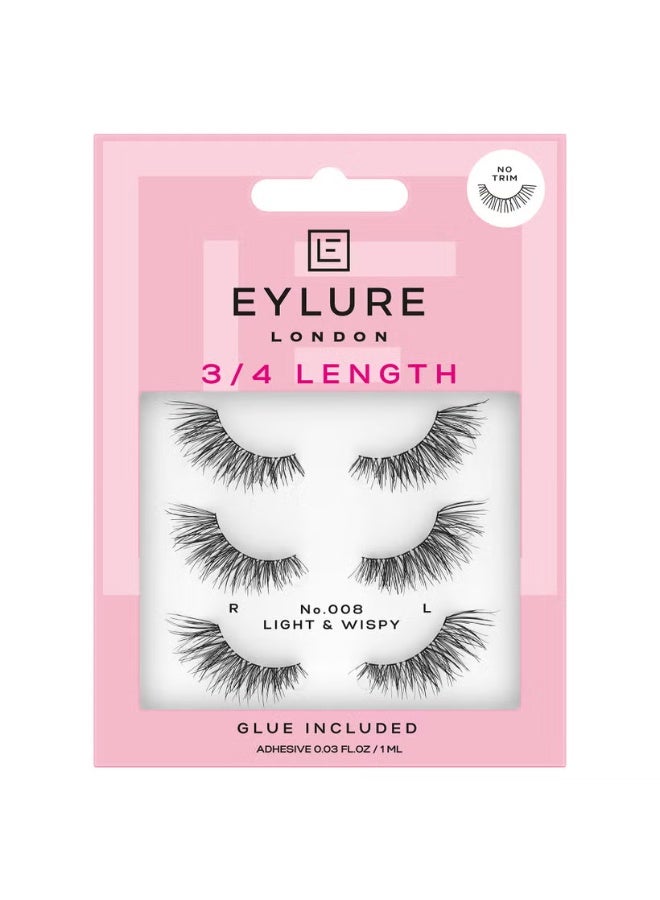 Eylure False Lashes - Fluttery Light No. 008 Multipack - Image 1