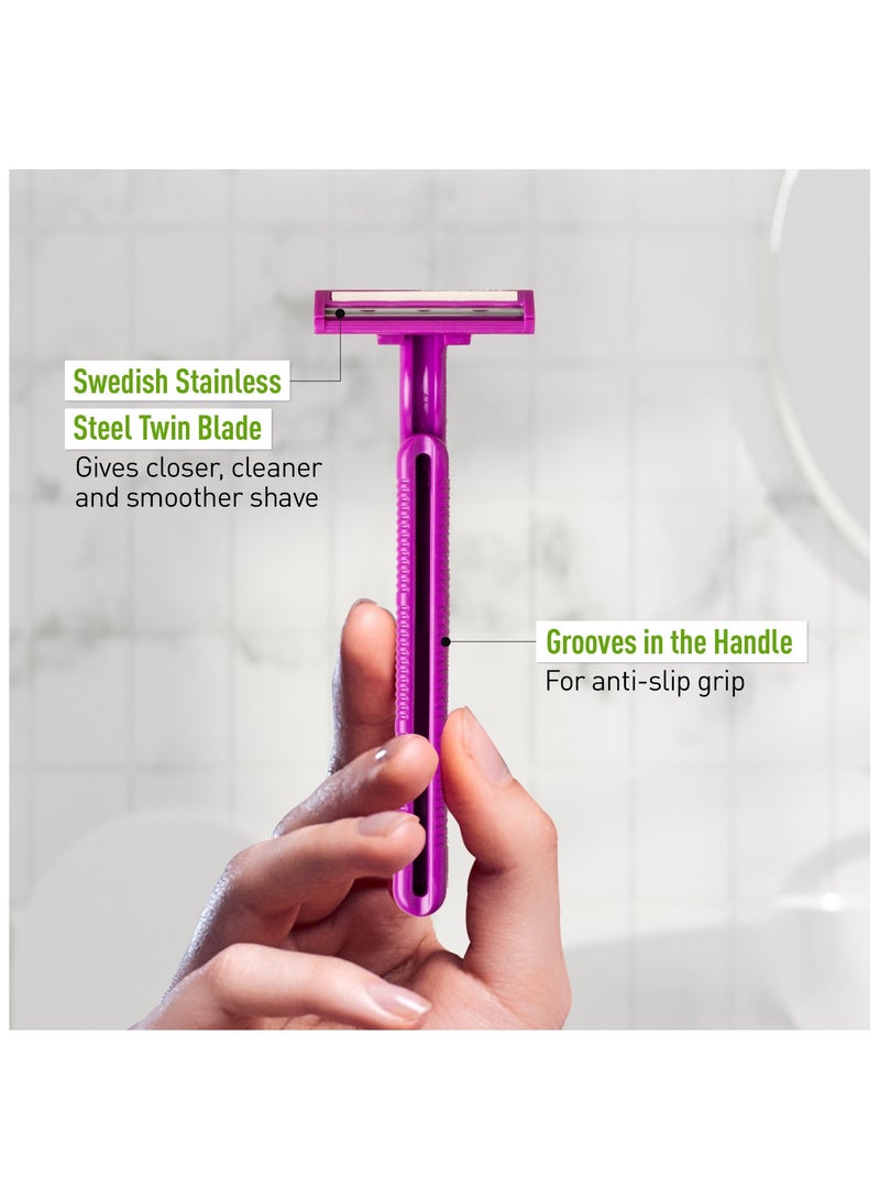 سيرونا ماكينة حلاقة سيرونا لإزالة الشعر للاستخدام مرة واحدة للنساء، مع تعزيز الصبار للذراعين والساقين وخط البكيني، شفرتان للحلاقة - عبوة من 5 قطع - Image 5