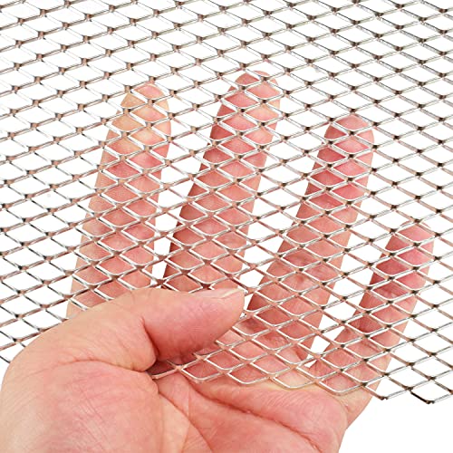 AggAuto Universal 40"x13" Car Grill Mesh - Aluminum Alloy Automotive Grille Insert Bumper Rhombic Hole 6x12mm, One of the Most Multifunctional Shape Grids Silver - Image 3