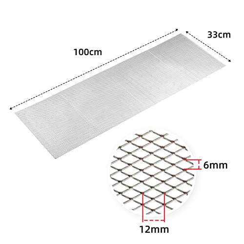 AggAuto Universal 40"x13" Car Grill Mesh - Aluminum Alloy Automotive Grille Insert Bumper Rhombic Hole 6x12mm, One of the Most Multifunctional Shape Grids Silver - Image 4
