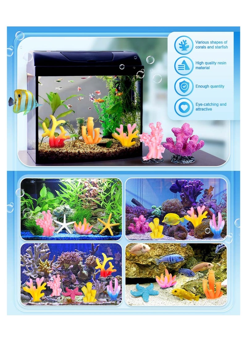 16 قطعة من نباتات المرجان المزيفة لتزيين حوض السمك، زينة حوض السمك من البولي راتنج الصناعي، إكسسوارات تزيين الشعاب المرجانية الملونة لحوض أسماك البيتا، منظر طبيعي لحوض السمك (تصميم رائع) - Image 3