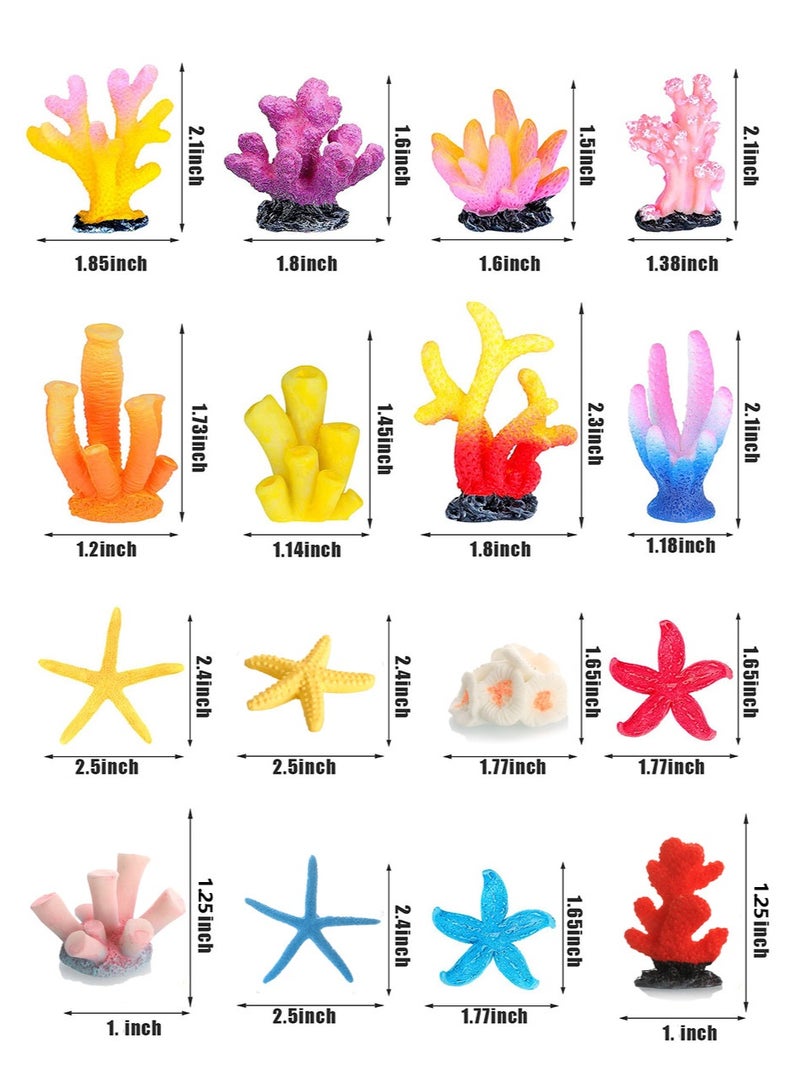 16 قطعة من نباتات المرجان المزيفة لتزيين حوض السمك، زينة حوض السمك من البولي راتنج الصناعي، إكسسوارات تزيين الشعاب المرجانية الملونة لحوض أسماك البيتا، منظر طبيعي لحوض السمك (تصميم رائع) - Image 2