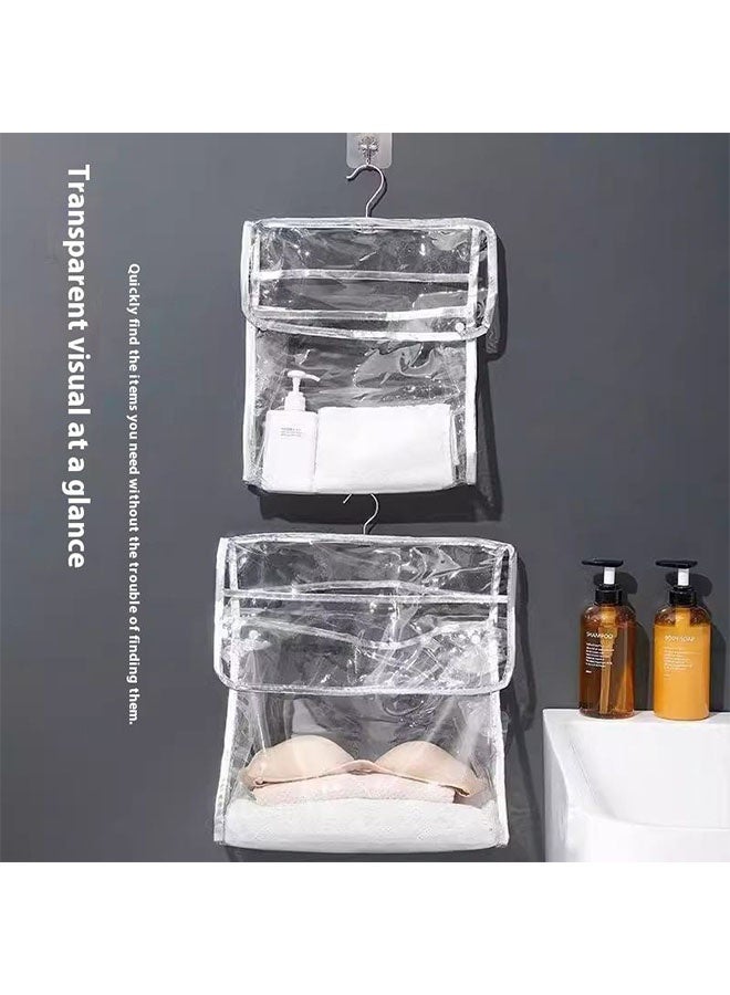 Bathroom Storage Bag,Transparent Hanging Bathroom Wash Bag,Waterproof Shower Bag With Mobile Phone Interlayer, Travel Portable PVC Toiletries Storage Bag, PVC Clothing Bag Toiletry Tote Bag, Large Capacity Towel Clothes Organizer Bag Can Be Used In Bathroom Dormitory Travel And Carry , Hanging Toiletry Bag,Shower Storage Organizer for Clothes Towels Toys Travel - Image 4