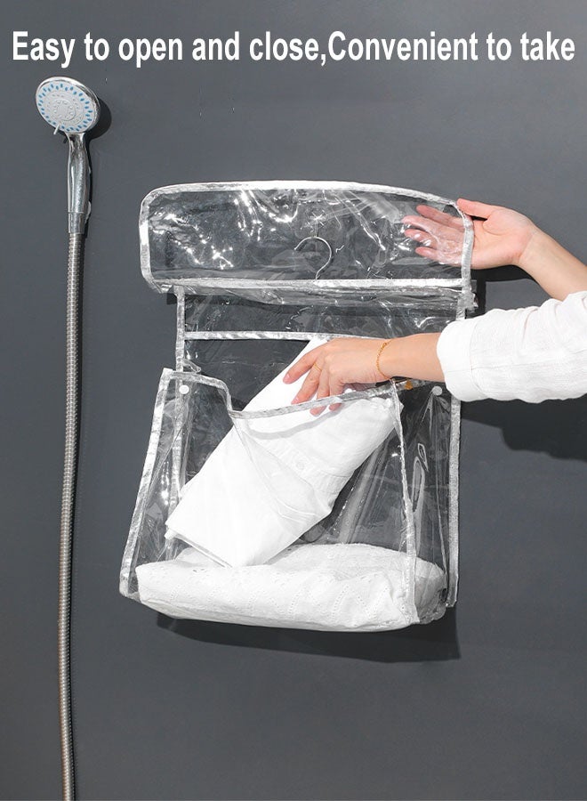 Bathroom Storage Bag,Transparent Hanging Bathroom Wash Bag,Waterproof Shower Bag With Mobile Phone Interlayer, Travel Portable PVC Toiletries Storage Bag, PVC Clothing Bag Toiletry Tote Bag, Large Capacity Towel Clothes Organizer Bag Can Be Used In Bathroom Dormitory Travel And Carry , Hanging Toiletry Bag,Shower Storage Organizer for Clothes Towels Toys Travel - Image 5
