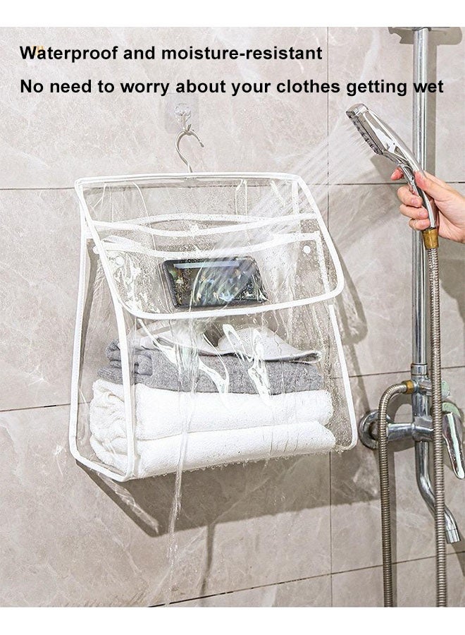 Bathroom Storage Bag,Transparent Hanging Bathroom Wash Bag,Waterproof Shower Bag With Mobile Phone Interlayer, Travel Portable PVC Toiletries Storage Bag, PVC Clothing Bag Toiletry Tote Bag, Large Capacity Towel Clothes Organizer Bag Can Be Used In Bathroom Dormitory Travel And Carry , Hanging Toiletry Bag,Shower Storage Organizer for Clothes Towels Toys Travel - Image 3