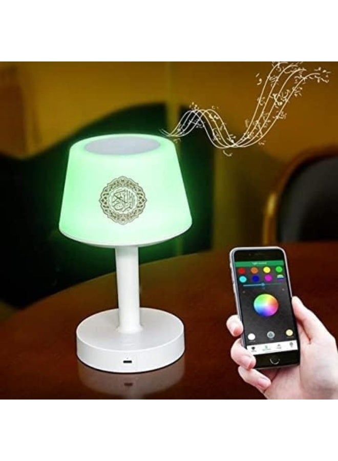 Rich Life QS-525 Quran Speaker Touch Lamp Bluetooth LED Desk Lamp with Remote Control | Portable Smart Quran Table Speaker with 8GB Memory 16 Reciters 16 Translations Colorful Night Light MP3 Player Bluetooth Speaker for Home Ramadan Gift - Image 3