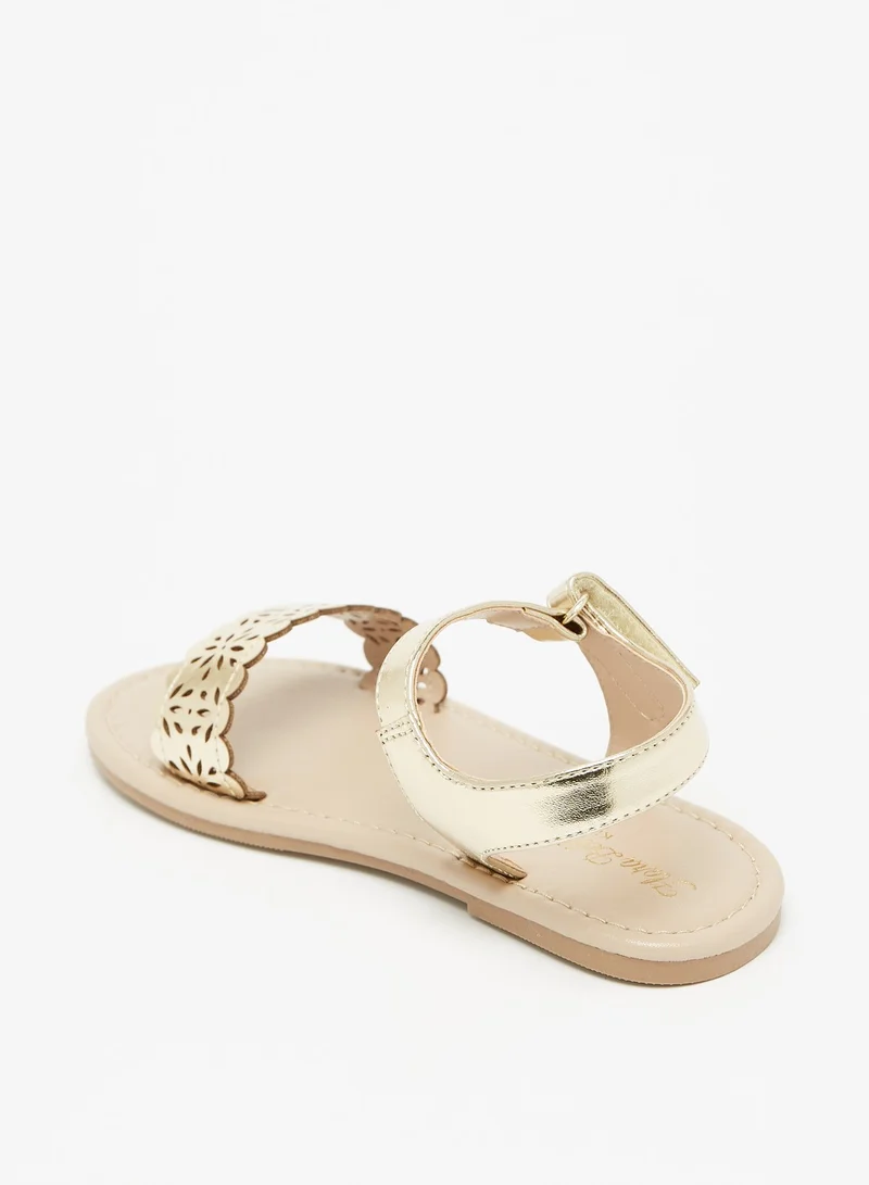 فلورا بيلا من شو إكسبرس Girls Cutwork Detail Sandals with Hook and Loop Closure Ramadan Collection