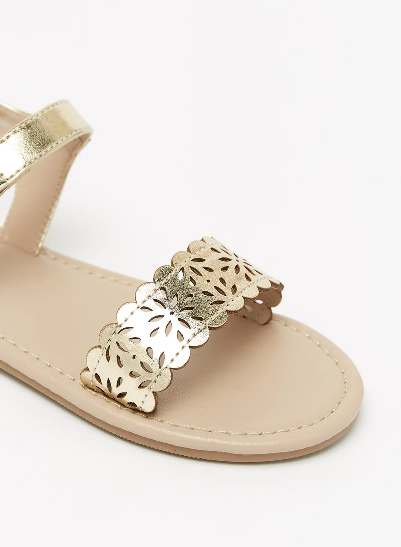 فلورا بيلا من شو إكسبرس Girls Cutwork Detail Sandals with Hook and Loop Closure Ramadan Collection
