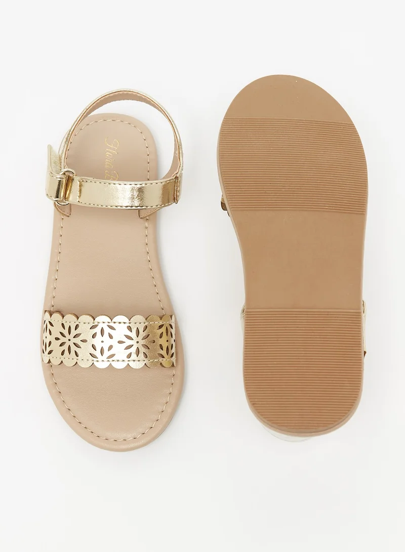 فلورا بيلا من شو إكسبرس Girls Cutwork Detail Sandals with Hook and Loop Closure Ramadan Collection