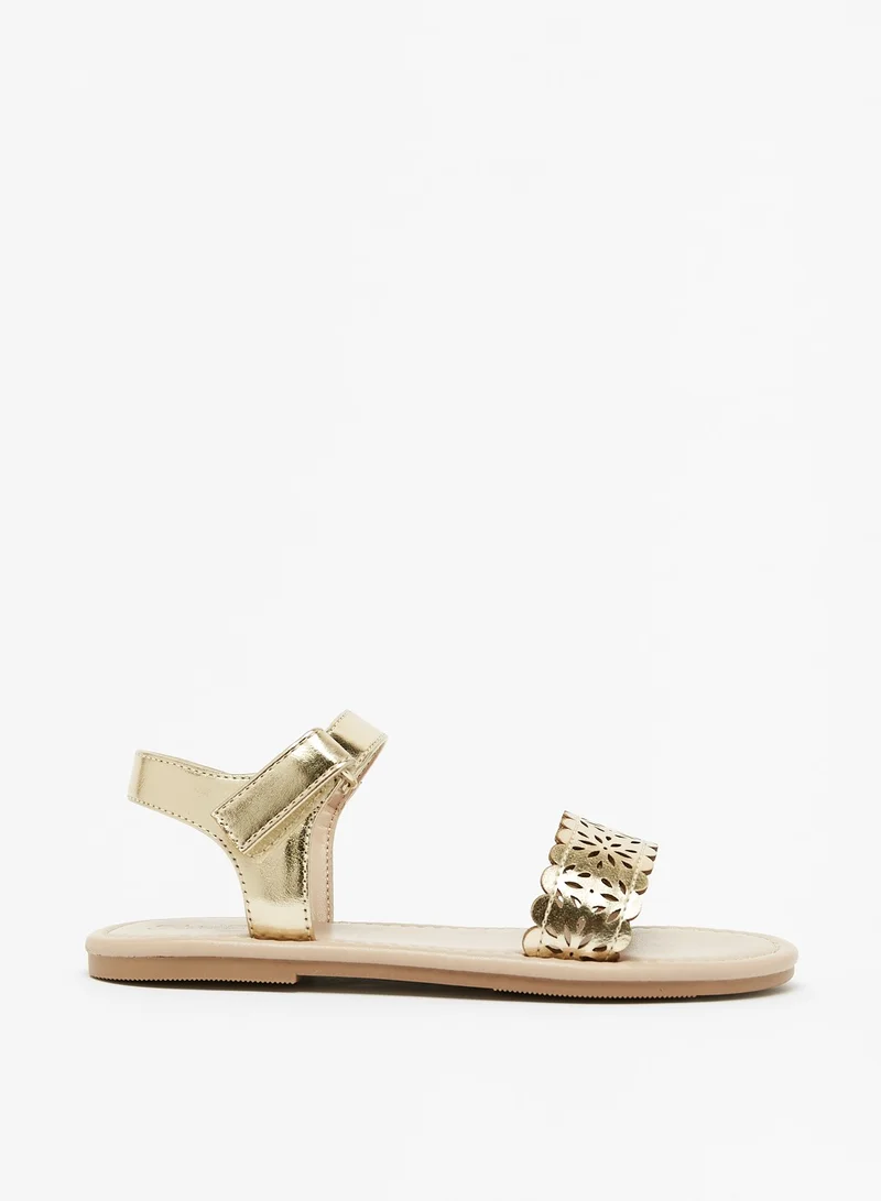 فلورا بيلا من شو إكسبرس Girls Cutwork Detail Sandals with Hook and Loop Closure Ramadan Collection