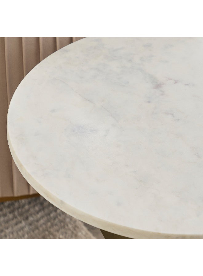 Home Box Portola Genuine Marble Top Round End Table - Image 3