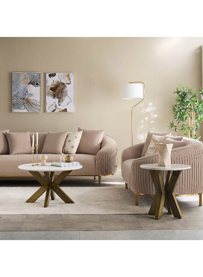 Home Box Portola Genuine Marble Top Round End Table - Image 5