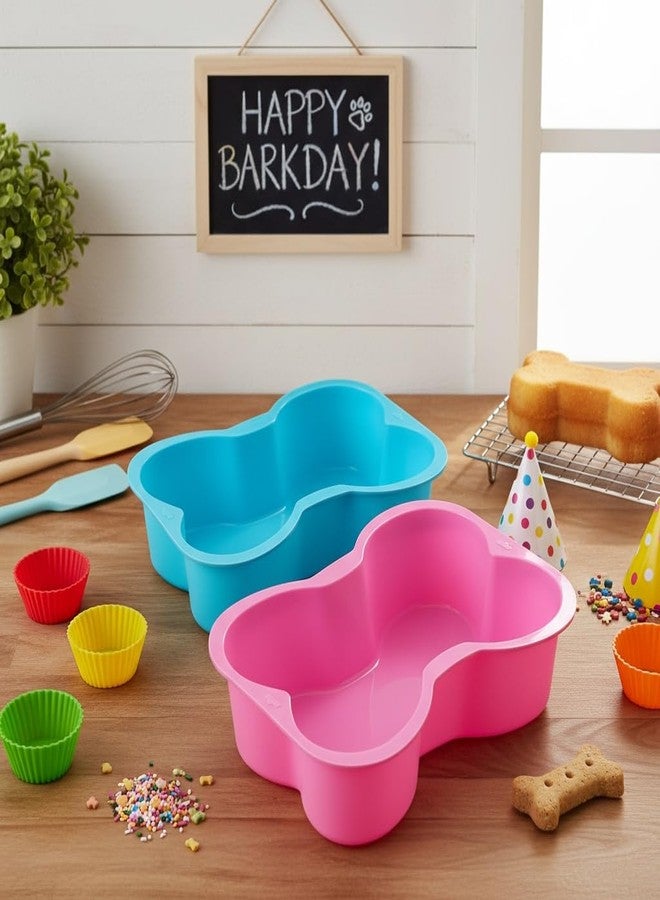Dranvosk Dog Birthday Cake Mold Silicone Dog Bone Shaped Baking Pan Cake Pan,2PCS - Image 1