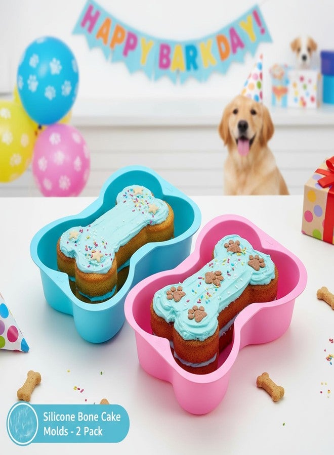 Dranvosk Dog Birthday Cake Mold Silicone Dog Bone Shaped Baking Pan Cake Pan,2PCS - Image 3