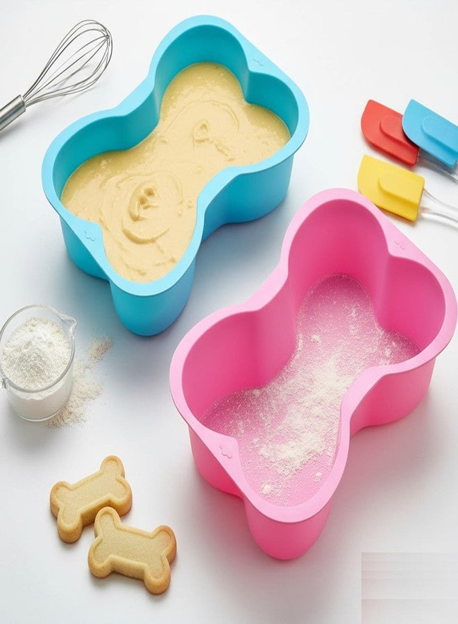 Dranvosk Dog Birthday Cake Mold Silicone Dog Bone Shaped Baking Pan Cake Pan,2PCS - Image 4