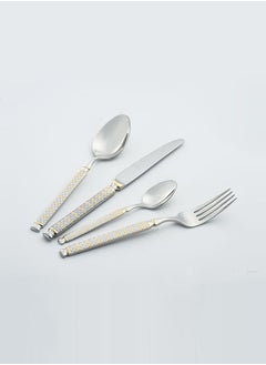 Trust 24-Piece Stainless Steel Cutlery Set Silver/Gold With Stand, Service for 6  - Image 3