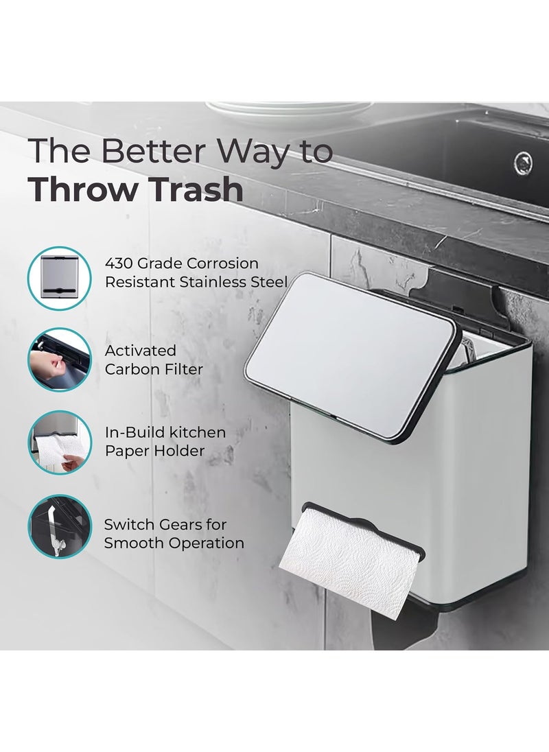 The Better Home The Better Home 4L Dustbin For Kitchen Dustbin For Bathroom 29cm Hanging Dustbin For Home Steel Dustbin With Sliding Lid Dustbin For Office Garbage Bin Silver  - Image 3