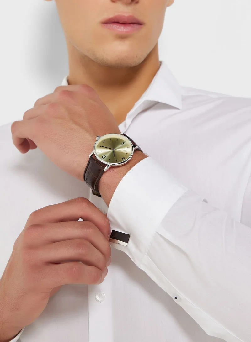 Robert Wood Classic Analogue Watch & Cuff Link Gift Set