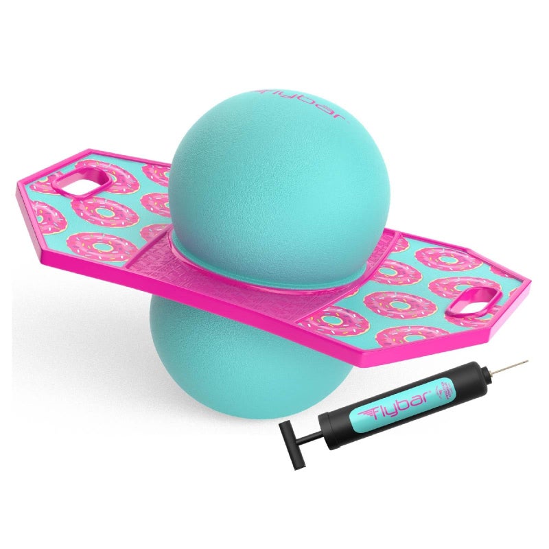 Flybar Pogo Trick Ball for Kids Trick Bounce Board for Boys and Girls Ages 6 Up to 160 lbs Includes Pump Easy to Carry Handle Durable Plastic Deck Indoor Outdoor Toy Pogo Jumper Donut - Image 2