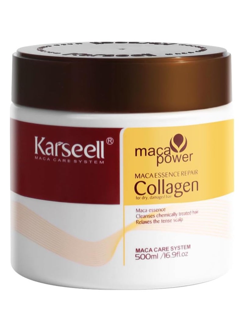 Karseell Collagen Hair Treatment Deep Repair Conditioning Argan Oil Collagen Hair Mask Essence for Dry Damaged Hair All Hair Types 500ml - Image 1