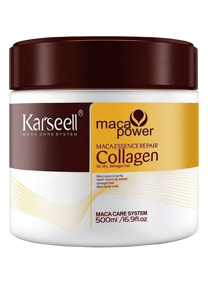 Karseell Collagen Hair Treatment Deep Repair Conditioning Argan Oil Collagen Hair Mask Essence for Dry Damaged Hair All Hair Types 500ml - Image 2