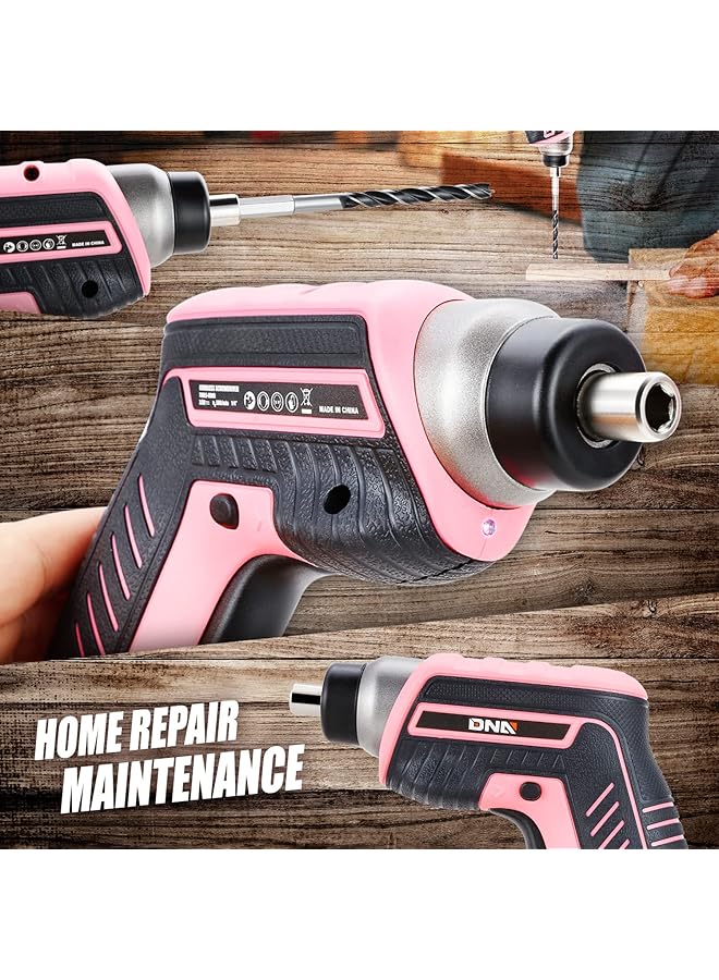 erorex 44 Piece Pink Tool Set Cordless Screwdriver And Household Tool Kit With Canvas Storage Bag For Diy Home Repairing Gift For Women Girls Ladies Tools 00205 - Image 4