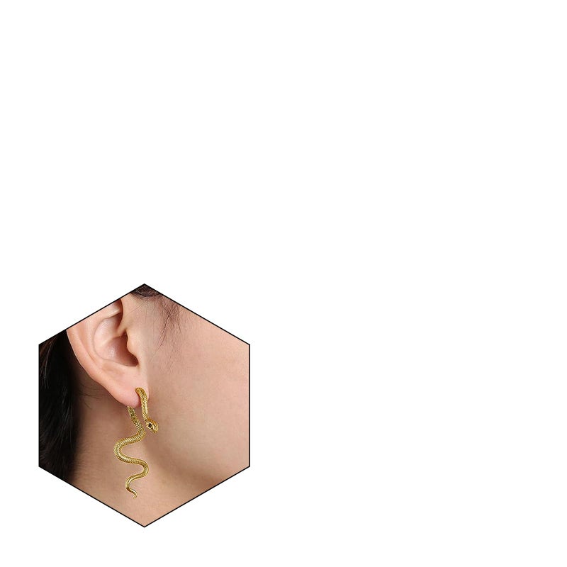 MAQVQLU Vintage Goth Snake Earrings - Gold & Silver Snake Statement Jewelry for Women's Halloween - Image 1