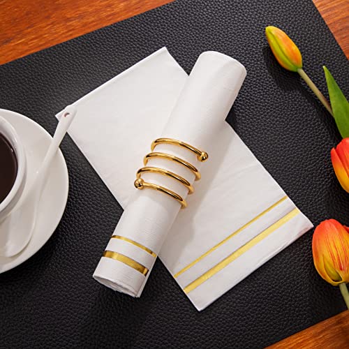 BUCLA 100-Count 3-Ply Disposable Napkins - Gold Paper Napkins Disposable Premium Quality - Thanksgiving Napkins/Dinner Napkins Disposable Soft, Absorbent for parties, weddings, Kitchen - Image 5