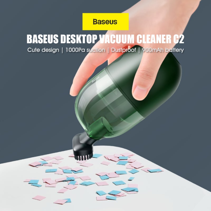 Baseus Mini Portable Desktop Vacuum Cleaner - 1000Pa Suction, Low Noise, Rechargeable 900mAh Lithium Battery, Detachable Bin, White for Home, Office, Students & Children - Image 3