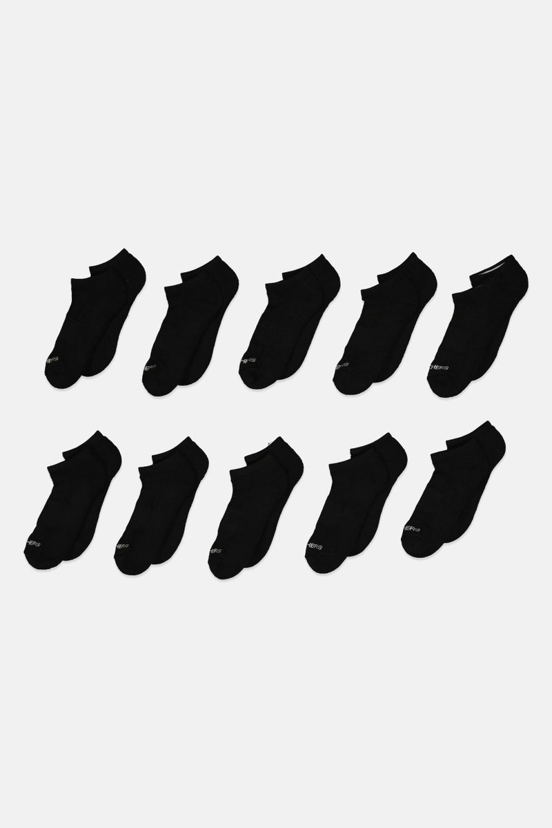 SKECHERS Women 10 Pairs Brand Logo Outdoor Socks, Black - Image 1