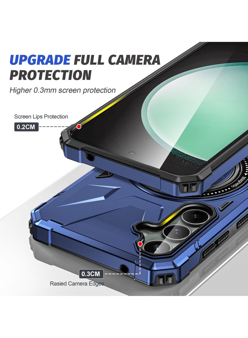 جولدن ماسك لهاتف سامسونج جالاكسي اية 14/ اية 14 5جى (Samsung Galaxy A14/A14 5G) جراب هاتف مغناطيسية مقاومة للصدمات من ماج سيف مع حامل حلقي - (ازرق) - Image 4