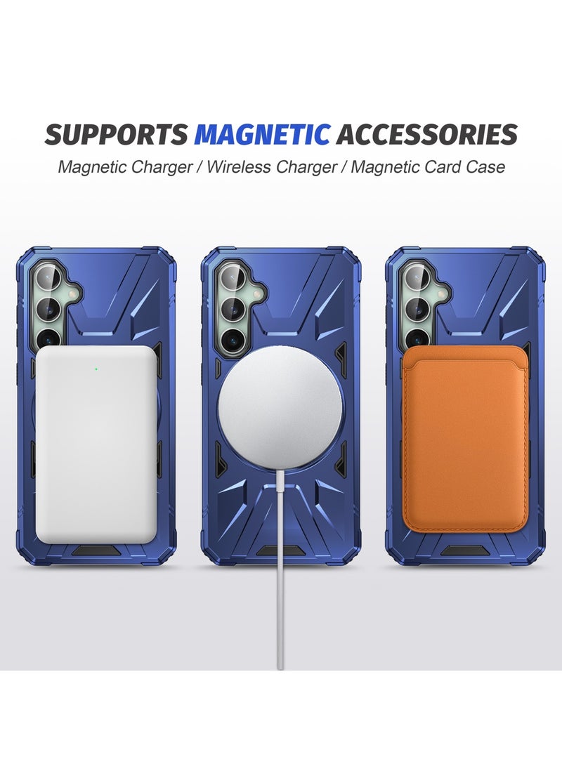 جولدن ماسك لهاتف سامسونج جالاكسي اية 14/ اية 14 5جى (Samsung Galaxy A14/A14 5G) جراب هاتف مغناطيسية مقاومة للصدمات من ماج سيف مع حامل حلقي - (ازرق) - Image 5