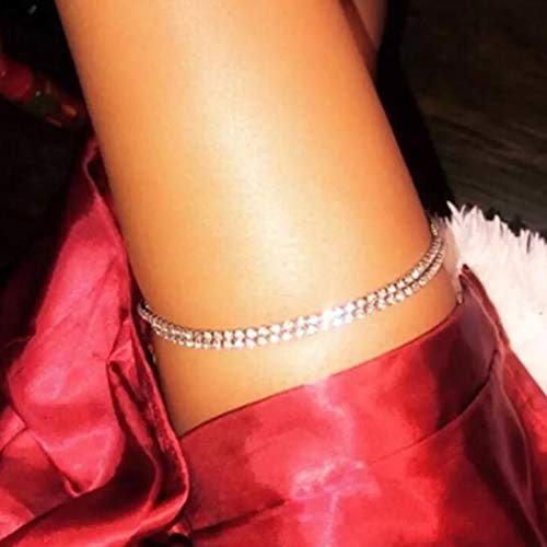 TWINKLEDE Leg Chain Jewelry Thigh Chains Jewelry Silver Rhinestone Body Accessories for Women (Pack of 2) - Image 5