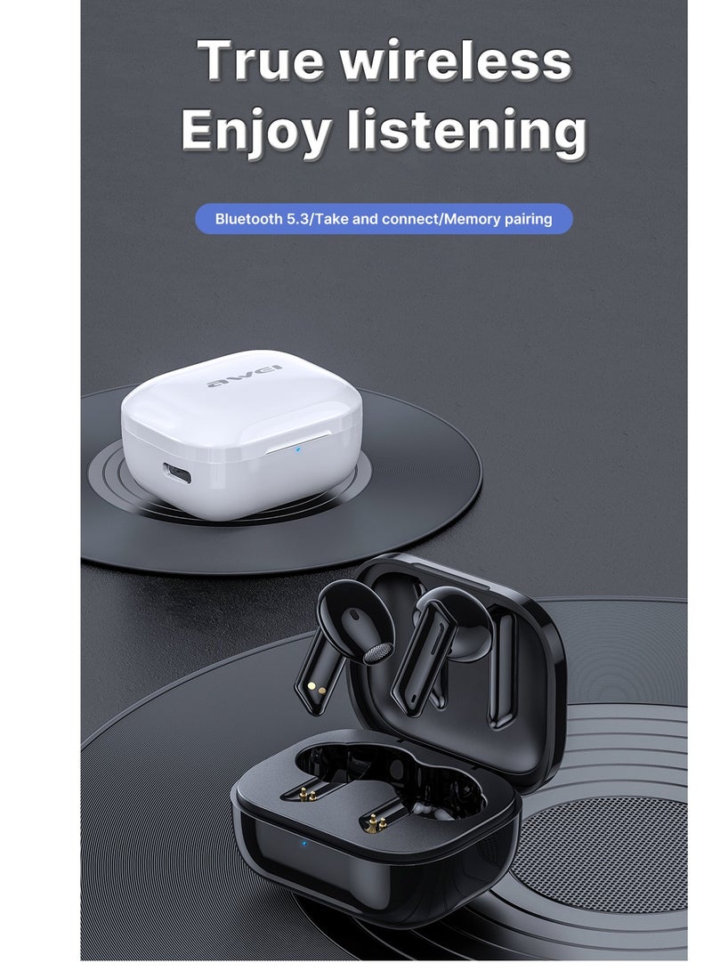 Awei T36 Wireless Sports Earphones, Bluetooth 5.3, Noise Cancelling, Waterproof, In-Ear, Microphone, Touch Control, Black  - Image 3