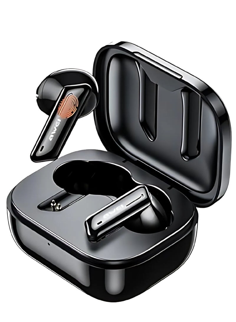 Awei T36 Wireless Sports Earphones, Bluetooth 5.3, Noise Cancelling, Waterproof, In-Ear, Microphone, Touch Control, Black  - Image 2