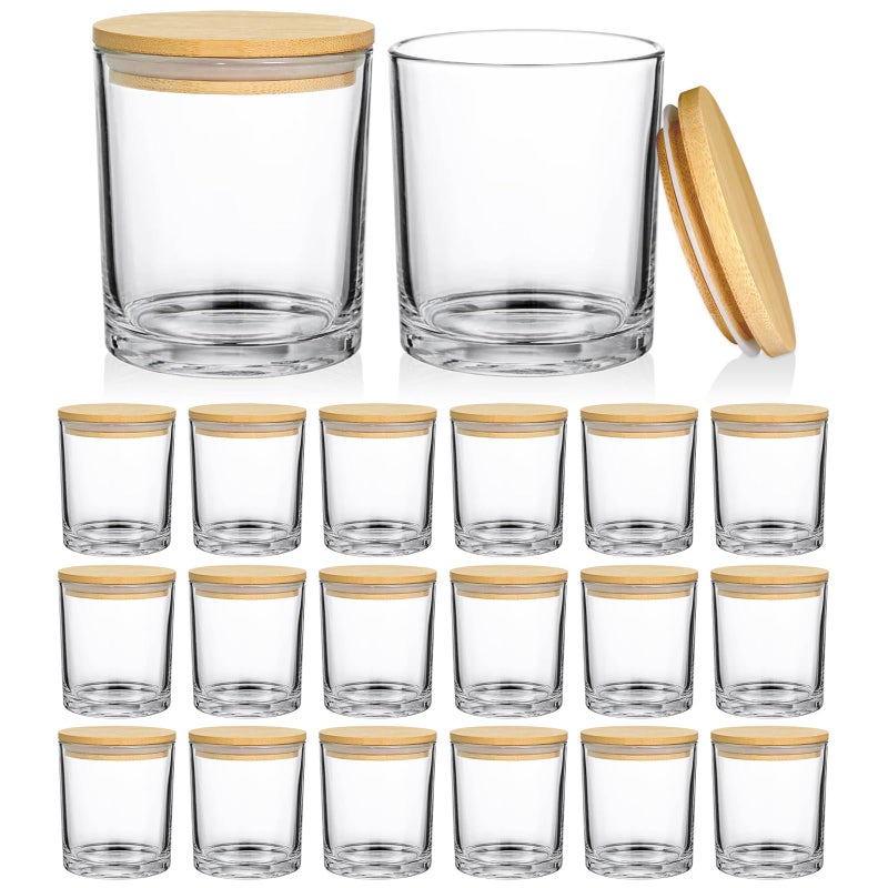 SUPMIND 20 Pack 14 fl.oz Glass Candle Jars - Clear Empty Candle Vassels with Bamboo Lids, Bulk Containers Jars for Making Candles 12 14 fl.oz - Image 1