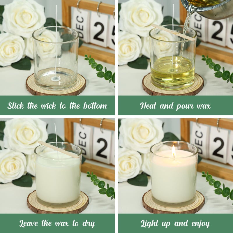 SUPMIND 20 Pack 14 fl.oz Glass Candle Jars - Clear Empty Candle Vassels with Bamboo Lids, Bulk Containers Jars for Making Candles 12 14 fl.oz - Image 4
