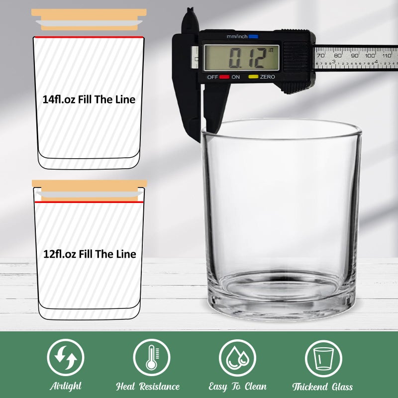 SUPMIND 20 Pack 14 fl.oz Glass Candle Jars - Clear Empty Candle Vassels with Bamboo Lids, Bulk Containers Jars for Making Candles 12 14 fl.oz - Image 3