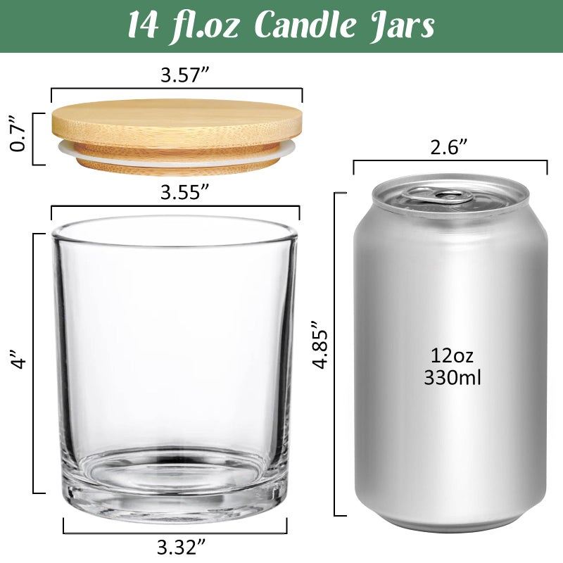 SUPMIND 20 Pack 14 fl.oz Glass Candle Jars - Clear Empty Candle Vassels with Bamboo Lids, Bulk Containers Jars for Making Candles 12 14 fl.oz - Image 2