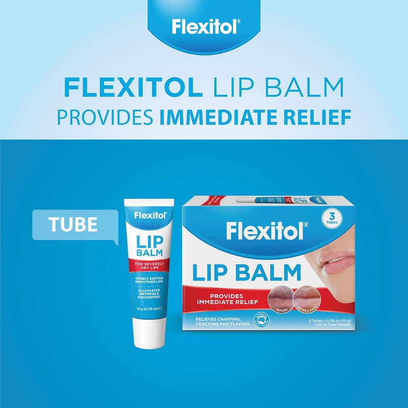 Flexitol Lip Balm, 0.35 Ounce Tube, Cream White, 3 Count (Pack of 1) - Image 5
